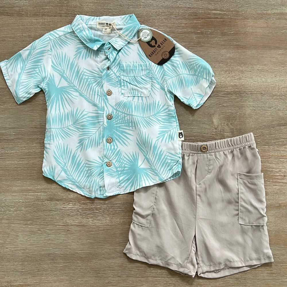 Rabbit + Bear Banana Organic Cotton Linen Resort Set 2T